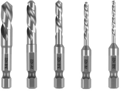 5 brocas en espiral de acero rápido con vástago hexagonal – Broca para madera 3/32,1/8,3/16,1/4,5/16 – Broca de metal de 3 mm – para taladro angular y accesorio de atornillador angular son muy