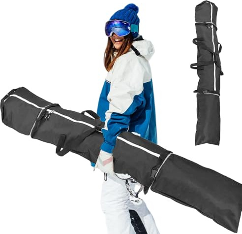 BORDEAG Sac de ski pour 1 paire de skis et bâtons - 185 x 33 cm - Étanche - Sac de transport robuste et léger pour le rangement et le transport des skis et des bâtons