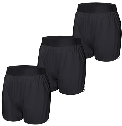 Carer Lot de 3 Culottes de Protection Incontinence Imperméables Adulte Style Boxer Couvre-Couche Silencieuses Anti-Fuite Lavables Ouvertures de Jambes Réglables Culotte Plastique Unisexe Noir L