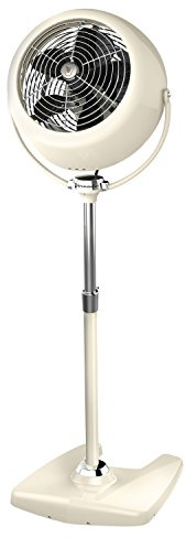 Vornado VFAN™ Sr. Pedestal Fan, Vintage Metal Standing Air Circulator, 3 Speeds, Adjustable Height 42-55 in, Tilt Head, Circulator for Bedroom, Home, Cooling, Retro Electric Floor Fan, Vintage White