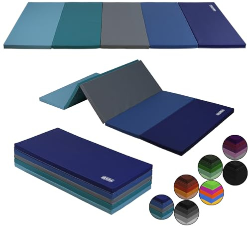 ALPIDEX Esterilla de gimnasia 185 x 78 x 3,2 cm plegable colchoneta de ejercicio suave de suelo deportiva para el hogar niños adultos, Color:azul