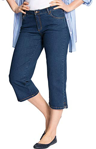 Woman Within Plus Size Stretch Denim Five-Pocket Capri Jeans - 16 W, Indigo