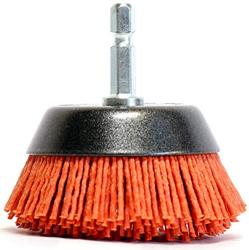 S&R Cepillo Taladro de Nylon 65 mm AGRESIVO para Oxido Madera y Metal - Cepillo de Copa con Vástago hexagonal 1/4 - (6.35 mm)