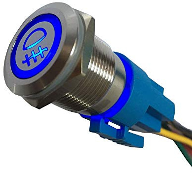 Mintice 19mm Interrupteur à Bascule Bleu LED 12V 3A Bouton Poussoir Voiture Métal Interrupteur Acier Inoxydable étanche Lumière de Brume Prise de Courant