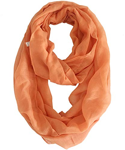 Daguanjing womens Fashion Lightweight Solid Infinity Circle Loop Scarfs, Orange, Large