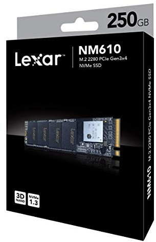 Lexar NM610 250 GB PCIe 3.0 (up to 2,100 MB/s) NVMe M.2 Internal Solid State Drive (SSD)