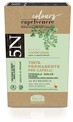 Helan, Capelvenere Colours, Tinta per Capelli Naturale Permanente Formula Dolce 5N Castano Chiaro, Colore Capelli Kit Facile Uso Inodore Ottima Copertura, Tinta Capelli senza Ammoniaca e Alcool