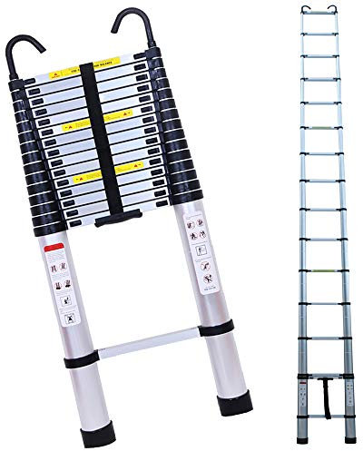6,2m Échelle Télescopique en Aluminium avec Crochet de Toit Telescopic Floding Ladder Capacité 150kg avec Certificat en 131