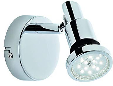 BRILONER Leuchten - Faretto a LED, lampada da parete, luce da bagno, lampada da bagno, IP44, faretto girevole e inclinabile, 1x GU10, 4 Watt, 400 Lumen, 3.000 kelvin, cromato, 80x106mm (DxH)