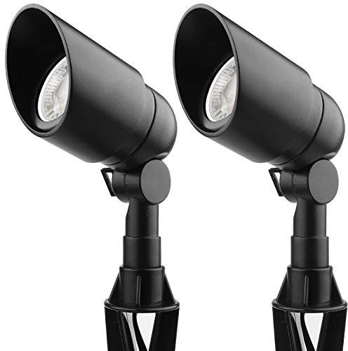 LASDISE 2 faretti LED 12 V 5 W in alluminio pressofuso impermeabile a bassa tensione 450 lumen bianco caldo per giardino, prato, veranda, terrazza e cortile