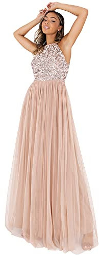 Maya Deluxe Damen Rl004 Mm Bridesmaid Dress, Taupe Blush, 42 EU