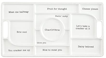 Mud Pie Circa Charcuterie Board, White, 11.75 x 22
