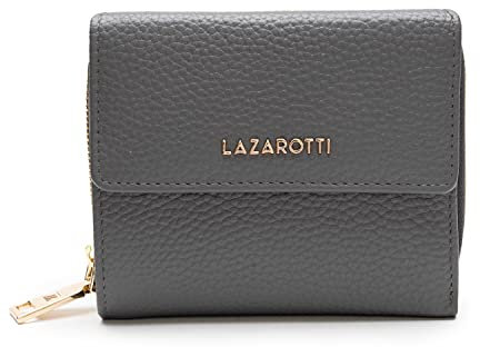 Lazarotti Bologna mittelgroße Leder Geldbörse Damen | mit Druckknopf, Reißverschlussfach, 9 Kartenfächer, RFID-Schutz | 12 x 10 x 4 cm