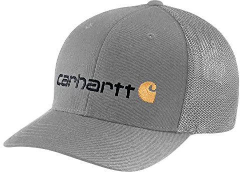 Carhartt Mens Rugged Flex Fitted Canvas Mesh Back Graphic Baseball Cap, Asphalt, X-Large-XX-Large US