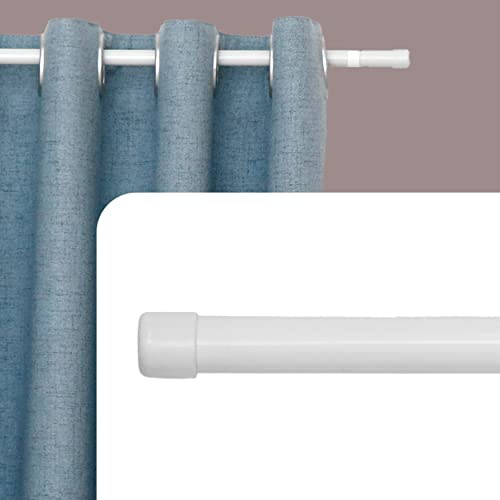 DALINA TEXTIL - Barra de Cortina Extensible Sin Terminales - Barra Cortinas Fina para Salón Dormitorio - Palos Cotinas Delgado 19mm sin Remates. Blanco 70-120cm