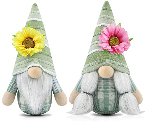 Gehydy 2er Set Sommer Wichtel Blumen Dekoration Frühlingdeko Wichtel Figuren Bauernhaus Decorations Zubehör für Home Küche