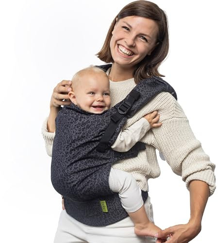 Boba X Babytrage ab Geburt bis Kleinkind - Zertifizierte hüftfreundliche Baby Trage, Verstellbare Babytrage Neugeborene ab Geburt, Baby Carrier für kleine bis große Kinder, Babys 3-20 kg (Leopard)