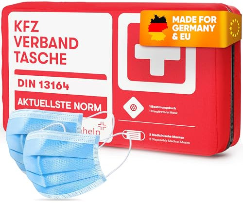 PURAHELP® Erste Hilfe Set Auto [DIN 13164] - PKW Verbandstasche StVO Konform für 2025 - KFZ Verbandskasten & Sanikasten Unterwegs - Notfallset Kompakt - First Aid Kit Car