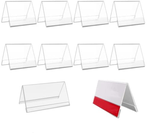 Acrylic 10 Stück Namensschilder für den Tisch, 9 x 6 cm, Etikettenhalter aus transparentem Acryl, Tischmenühalter, transparentes Acryl für Poster, Theken, Geschäfte, Bilderrahmen