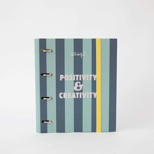 Mr. Wonderful - Carpeta con anillas y folios - Positivity & creativity - Carpeta con 4 Anillas - Incluye Recambio de Folios - 120 hojas