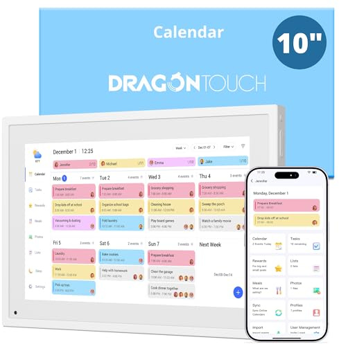 Digital Calendar Touch Screen 10 Inch, Electronic Calendar Chore Chart for Family Monthly/Weekly/Daily Planner, Smart Calendar for Home Organization, Desk Mount and APP Control