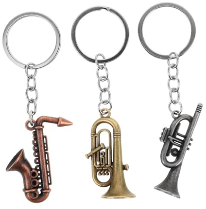 Mikikit Llavero De Saxofón Metálico Vintage, Paquete De 3 Piezas (verde Antiguo, Estaño Antiguo, Rojo Antiguo), Colgante Musical Para Amantes Música, Recuerdos Para Fiestas y Festivales