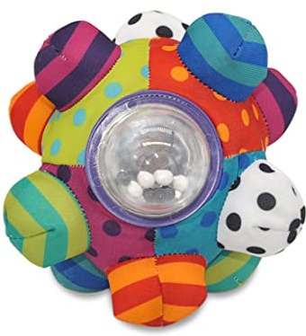 Palla colorata con sonaglio irregolare per neonati, giocattolo con campanella a sonaglino infantile, giocattolo sensoriale per lo sviluppo dell'apprendimento per neonati e bambini piccoli