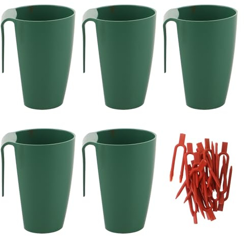 MERRYHAPY Set 5 Tazze da Serra per Piante con Forca per Fragole, Vasi da Vivaio in Plastica per Coltivazione e Trapianto, Contenitori da Giardino Portatili per Fragole, Verdure e Fiori