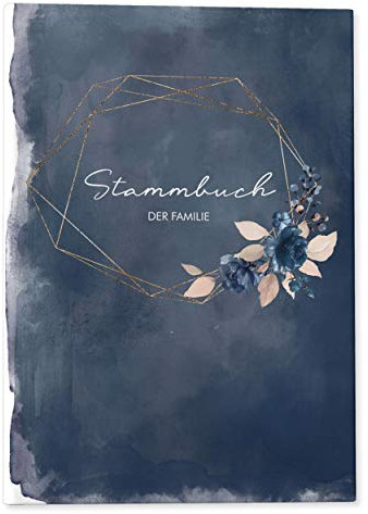 DeinWeddingshop Stammbuch zur Hochzeit Standesamt - Stammbuch der Familie - Familienstammbuch inkl. Einleger - Watercolor Breeze Blau - 16x21 cm