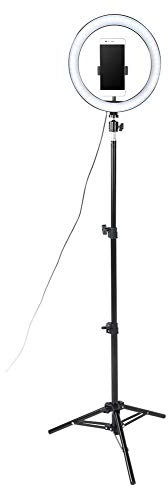 Ring Light avec Trépied Anneau Lumineux à LED, Gradable 3 Modes d'Éclairage pour Selfie avec Support De Téléphone, De Port USB pour Diffusion en Direct