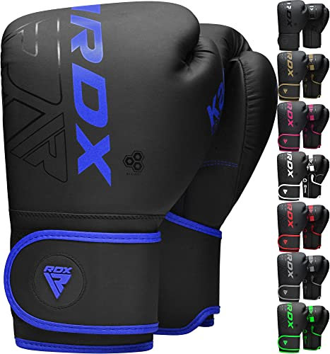 RDX Kinder Boxhandschuhe für Muay Thai Kickboxen Sparring, Maya Hide Leder Kara Junior Boxing Gloves, Sandsack Boxsack Punchinghandschuhe, Kickboxhandschuhe MMA Kampfsport Training Schwarz 6oz