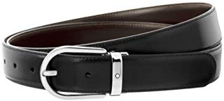 Montblanc Cintura da uomo reversibile con fibbia ad ardiglione in pelle di colore nero-marrone, dimensioni: 120 cm x 3 cm x 0,5 cm, 128135