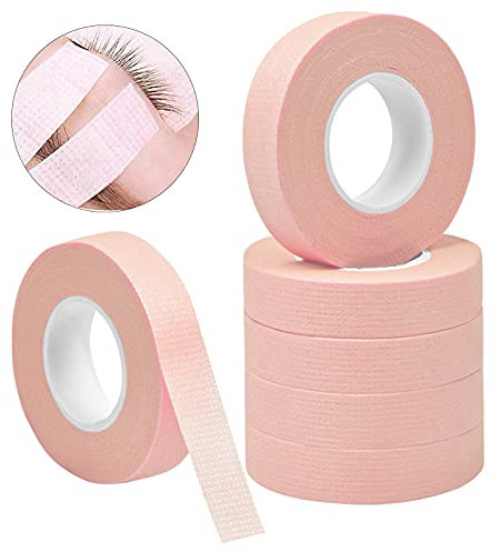 6 Rollos Cinta de Pestañas, Adhesiva no Tejidas Cinta para Pestañas, Respirable Microporosa Isolation Lint Free Cinta de Tela para Extensión de Pestaña, 10 Yardas Cada Rollo