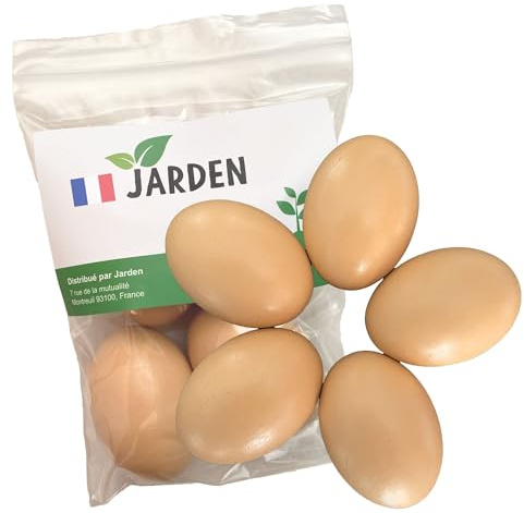 JARDEN® Pack de 5 Huevos Falsos de Madera para Gallinas – Huevos Nido Realistas para Estimular la Puesta – Accesorio para Gallinero y Ponederos