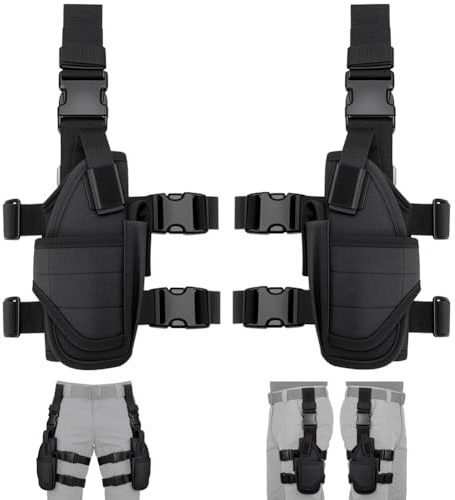 BILLION DUO Tactical Universal Leg Holster Set,Left Hand & Right Hand Adjustable Universal Drop Puttee Leg Thigh Holster Pouch Holder for Halloween Costume Cosplay