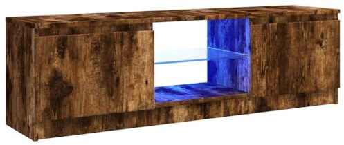vidaXL Mueble de TV con Luces LED Roble Ahumado 120x30x36 cm