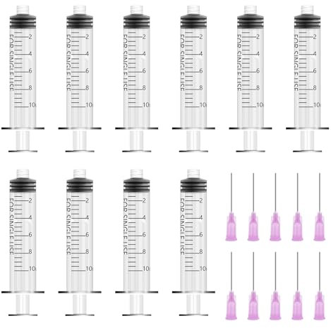 10 Pièces Seringue 10ml, Seringue Avec Aiguille, Seringue Plastique, Seringue Alimentaire, Seringue Dosage, Pour Expérience, Distribution, Mesure De Liquides, Alimentation D'animaux De Compagnie