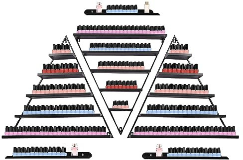 kangten Set di 3 scaffali per smalti da parete in metallo, organizer per smalti dorati, a forma di diamante (nero)