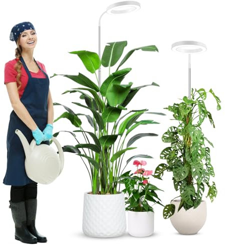 wolezek - Éclairage pour plantes d'intérieur à spectre complet, 80 LED, 3 couleurs, lumière de croissance, 165 cm pour la culture intérieure avec col de cygne à 360° et minuterie