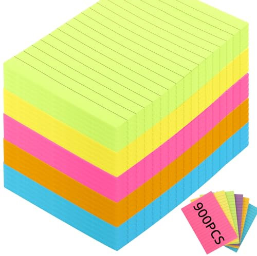 VIDETOL 900 Stück Karteikarten A6, Linierte Karteikarten Beidseitig Beschreibbar, Bunte Lernkarten, Vokabelkarten für Vokabel Lernen, Büro, Schule