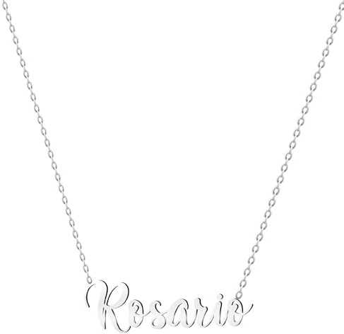 various Collar Nombre Rosario Acero Inoxidable-Colgante Nombre Personalizado Plateado para Collar Mujer-Regalos Personalizados para Mujer Madres Niña Parejas, Mejor Amiga