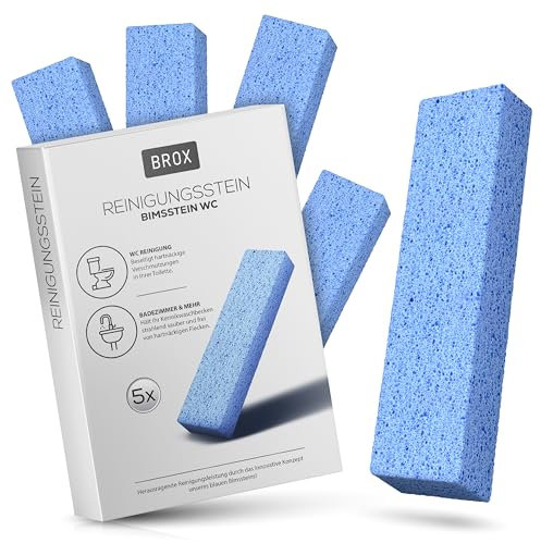 BROX Pumice Stone Toilet Cleaner – Blue Cleaning Block (Pack of 5) – Magic Cleaning Stone for Toilet, Bathroom, Kitchen & Foot Care – Effectively Removes Limescale & Urine Stains
