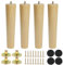 Luabue 4 Stück Möbelbeine Holz Möbel Holzfüße Beine mit Montageplatten Schrauben Möbelfüße Holz Rund für Sofa Bett Schrank Couch Stuhl (25cm)