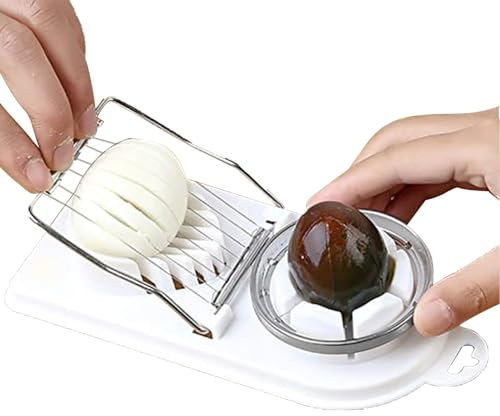 fanelod Cortadora de huevos, Cortadora de huevos de acero inoxidable - Picadora de huevos duros de alta resistencia - Accesorios de cocina para picar huevos y frutas, para champiñones, fresas, kiwi,