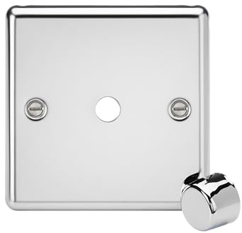 Knightsbridge 1G Dimmer Plate with Matching Metal Dimmer Cap - Polished Chrome