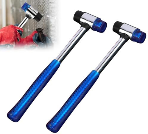 Jimkply Lot de 2 maillets en caoutchouc, 24 cm, petits, à double tête, résistants à l'huile, pour décoration de la maison, tentes festives, bleus