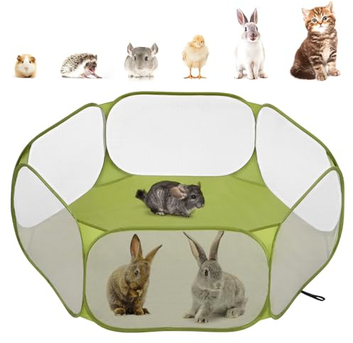 Pawaboo - Parc pour Petits Animaux, Tente-Cage Imperméable pour Petits Animaux avec Cadre en Fil d'acier Solide, Clôture de Cour Extérieure pour Poussin/Chiot/Cochon d'Inde/Lapin, Vert d'Avocat