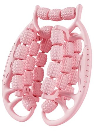 Rullo per gambe, rullo per massaggio a 29 ruote per gambe, rullo per cellulite in plastica, rullo massaggiatore per cellulite per coscia, strumento di massaggio della cellulite (rosa)