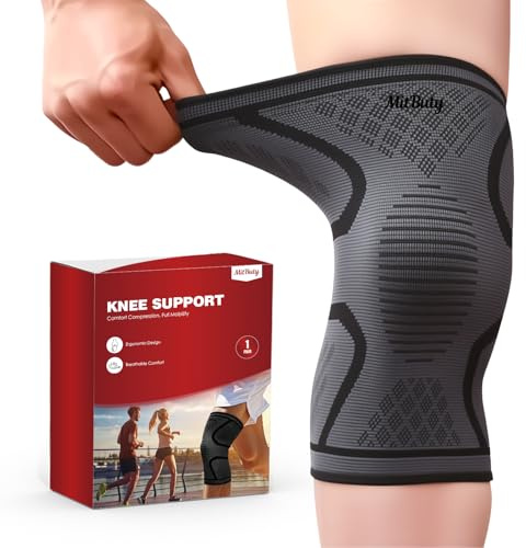 MitButy Ginocchiera Ortopedica, Ginocchiera Sportiva per Palestra, Corsa, Ciclismo, Escursionismo - Set da 2 Tutore Ginocchio– Fascia per Ginocchio per Uomo e Donna (L: 48–55 cm)