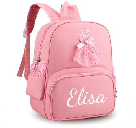 Genérico Mochila Guarderia Niña Personalizada Con Nombre Bordado, Mochila Bebe Guarderia, Mochila para Baile Niñitas (1-5 Años), Mochila Preescolar Niñas Regalo de Cumpleaños (Rosa Claro)